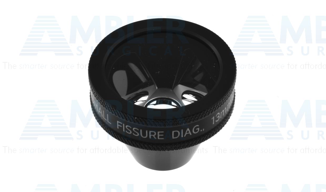 Ocular® Three mirror unversal NMR small Fissure diagnostic lens, 140º static gonio FOV, 0.93x image mag., 13.0mm contact diameter, 28.2mm lens height, no methylcellulose required