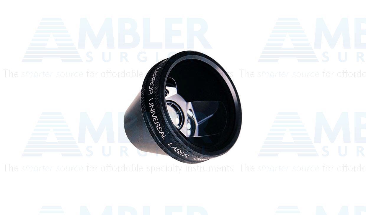 Ocular® Three mirror universal argon/diode laser lens, 140º static gonio FOV, 0.93x image mag., 1.08x laser spot mag., 15.0mm contact diameter, 27.8mm lens height