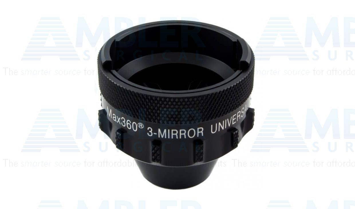 Ocular® Max360® three mirror universal lens, 140º static FOV, 0.93x image mag., 1.08x laser spot mag., 18.0mm contact diameter, 34.0mm lens height