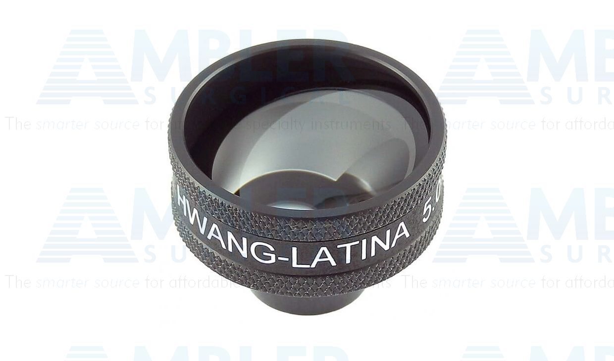 Ocular® Hwang-Latina SLT gonio YAG laser lens, 130º FOV, 1.00x gonio mag., 1.00x gonio laser spot mag., 14.5mm contact diameter, 24.0mm lens height, for selective laser trabeculoplasty