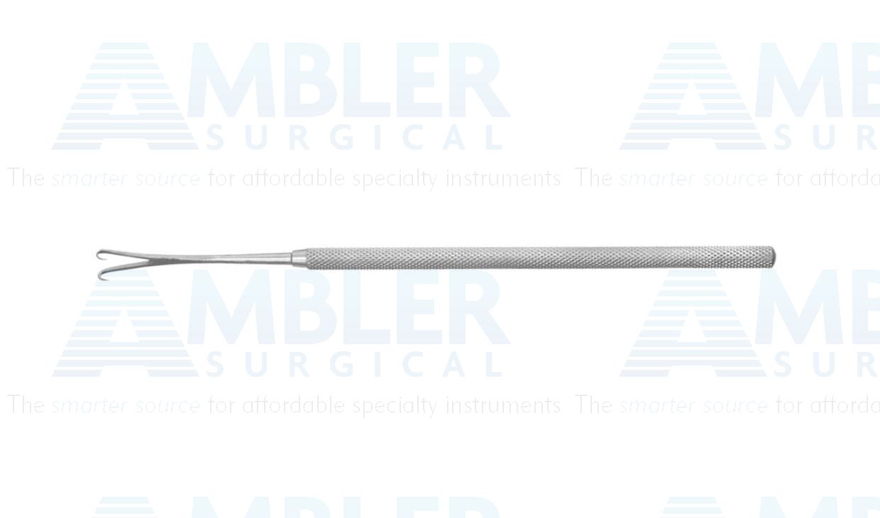 Nasal tenaculum hook, 6 1/4'',2 sharp prongs, 7.0mm spread, round aluminum handle