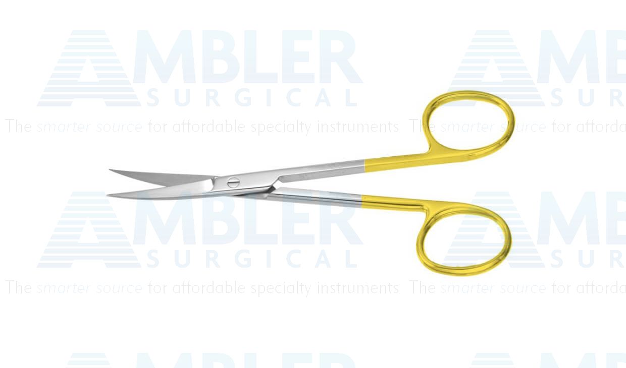 Nasal dissecting scissors, 5'',curved TC blades, micro serrated lower blade, sharp tips, gold ring handle