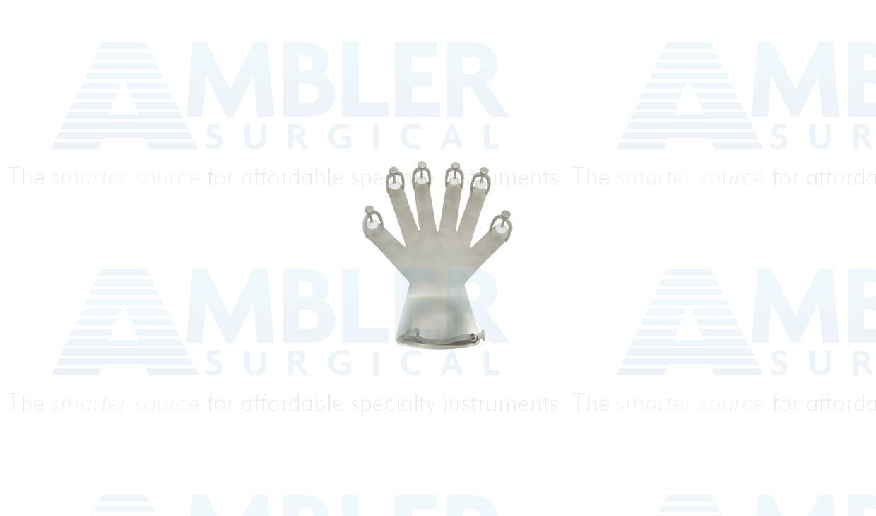 Hand fixation device, 11 1/2'',fixation of single joints from carpus to fingertips, adjustable retraints