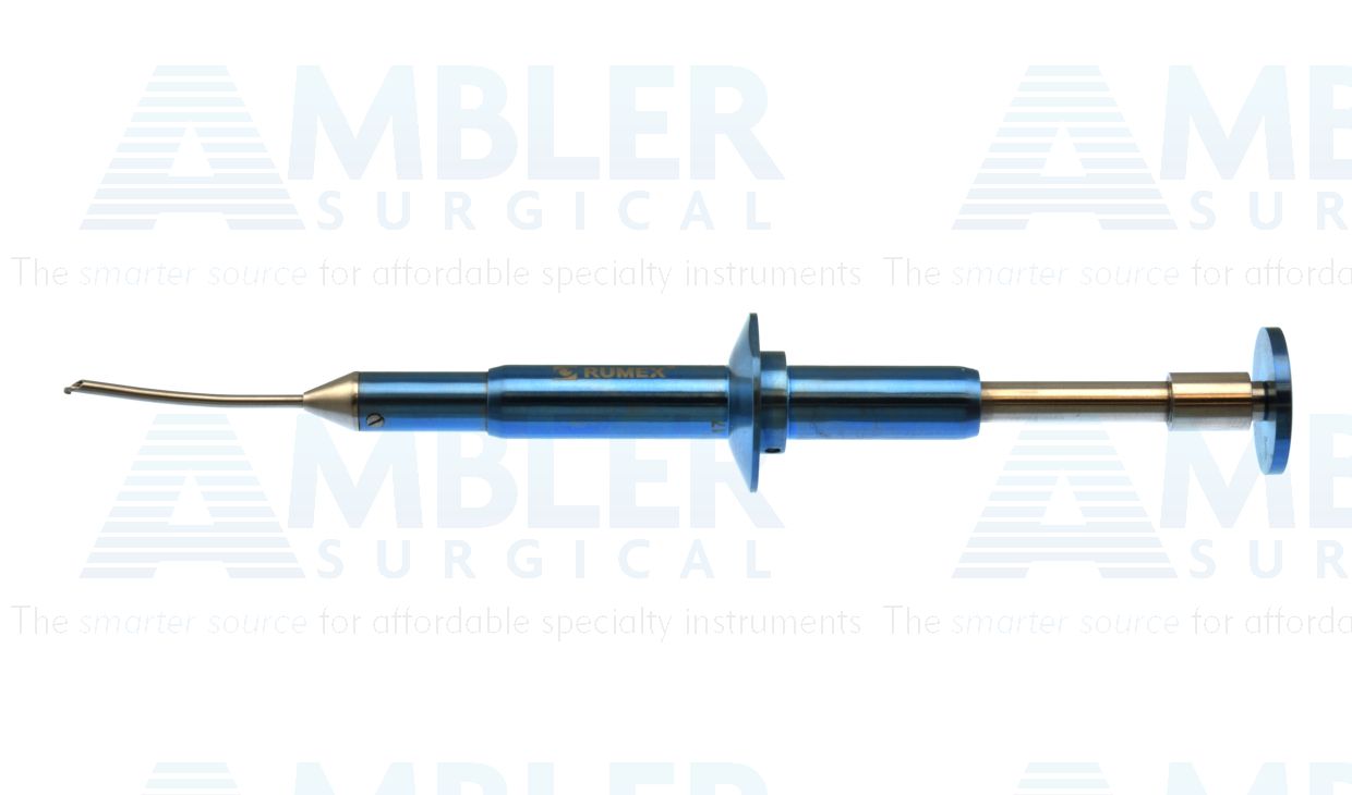 Beehler pupil dilator, curved, four point stretching of pupil with 3 extendable fingers, plunger-style, titanium