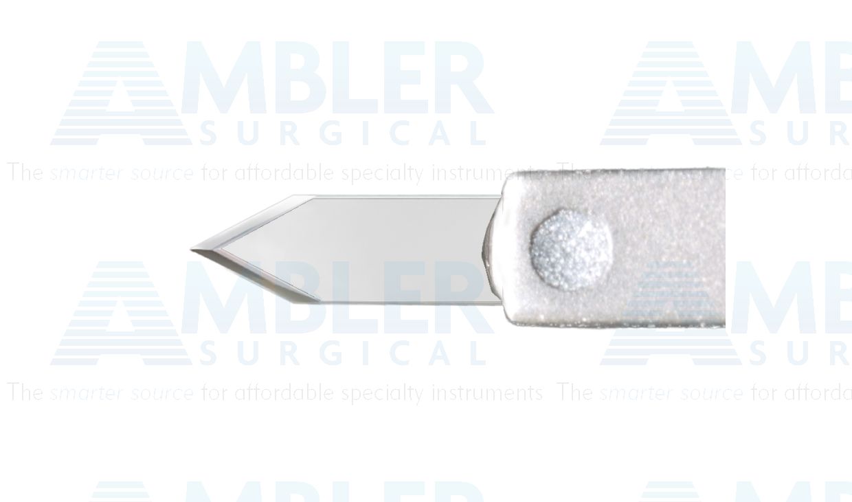 Mastel SafetyPort 55º paracentesis diamond knife, angled, 1.00mm wide blade, safety beveled sides, president fixed handle