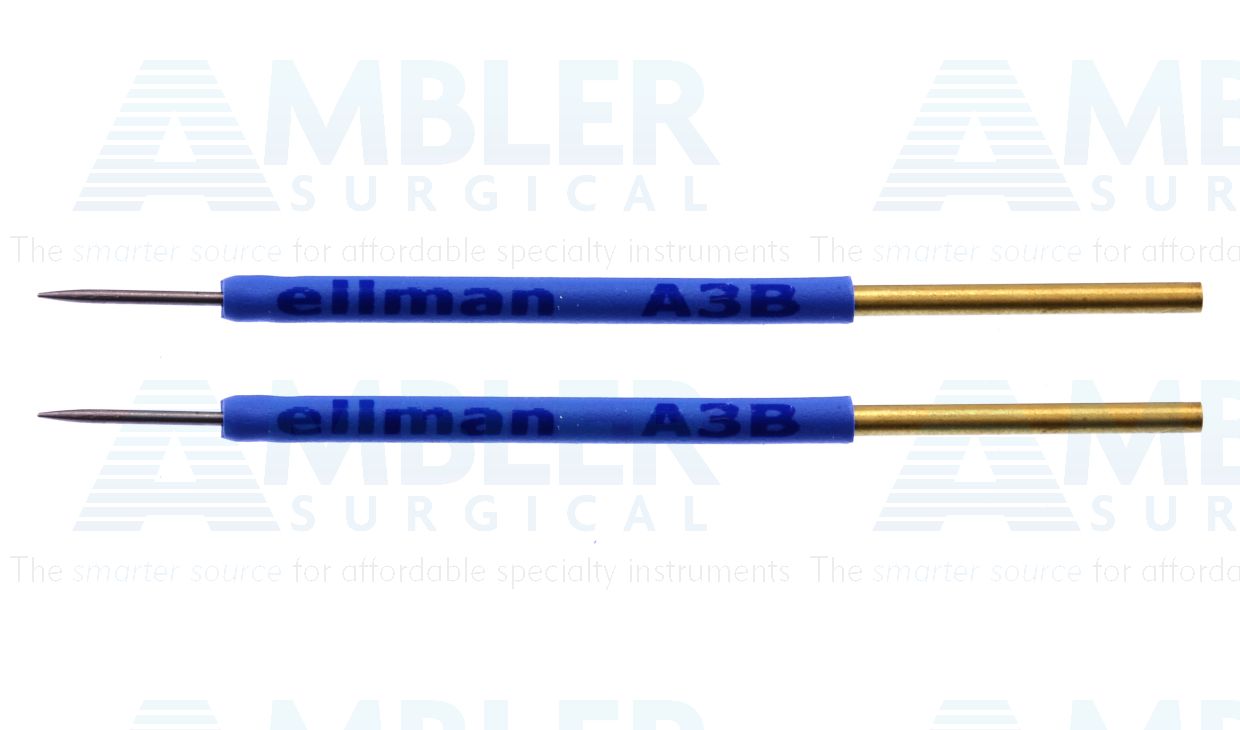 Needle electrode, 3/8'' length, regular needle, 1/16'' diameter shaft, straight, reusable, pack of 2