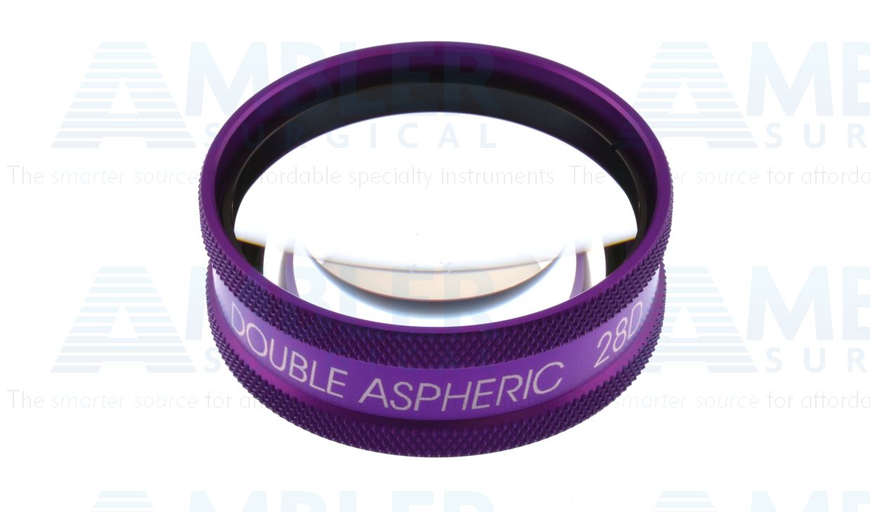 Volk® 28D BIO lens, purple ring, 53°/69° FOV, 2.27x image mag., 0.44x laser spot, 33.0mm working distance, ideal for fundus scanning