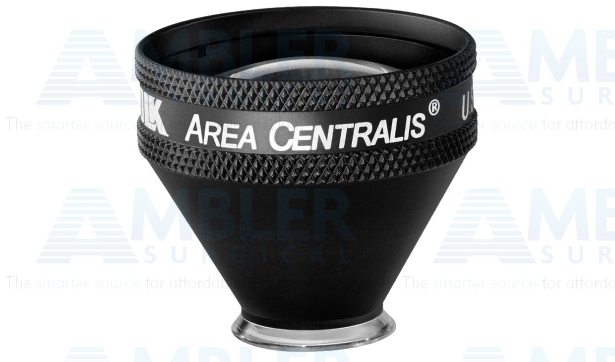 Volk® Area Centralis® Indirect contact laser lens, advanced no fluid, 70°/84° FOV, 1.06x image mag., 0.94x laser spot, ideal for high magnification viewing and treatment of the posterior pole