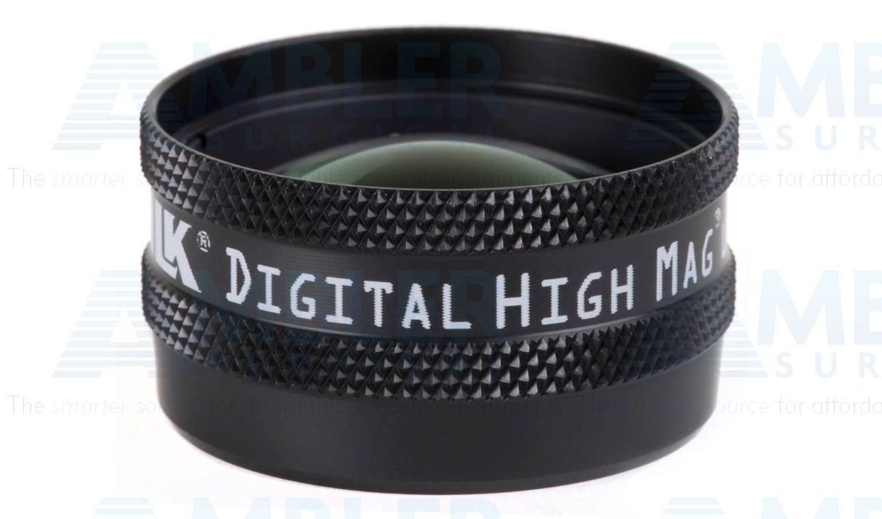 Volk® Digital High Mag® Digital series slit lamp lens, black ring, 57°/70° FOV, 0.77x laser spot, 13.0mm working distance, ideal for high resolution, high magnification imaging of the central retina