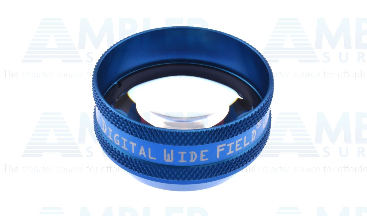 Volk® Digital Wide Field° Digital series slit lamp lens, blue ring, 103°/124° FOV, 0.72x image mag, 1.39x laser spot, 4.0mm-5.0mm working distance, ideal for pan retinal examination